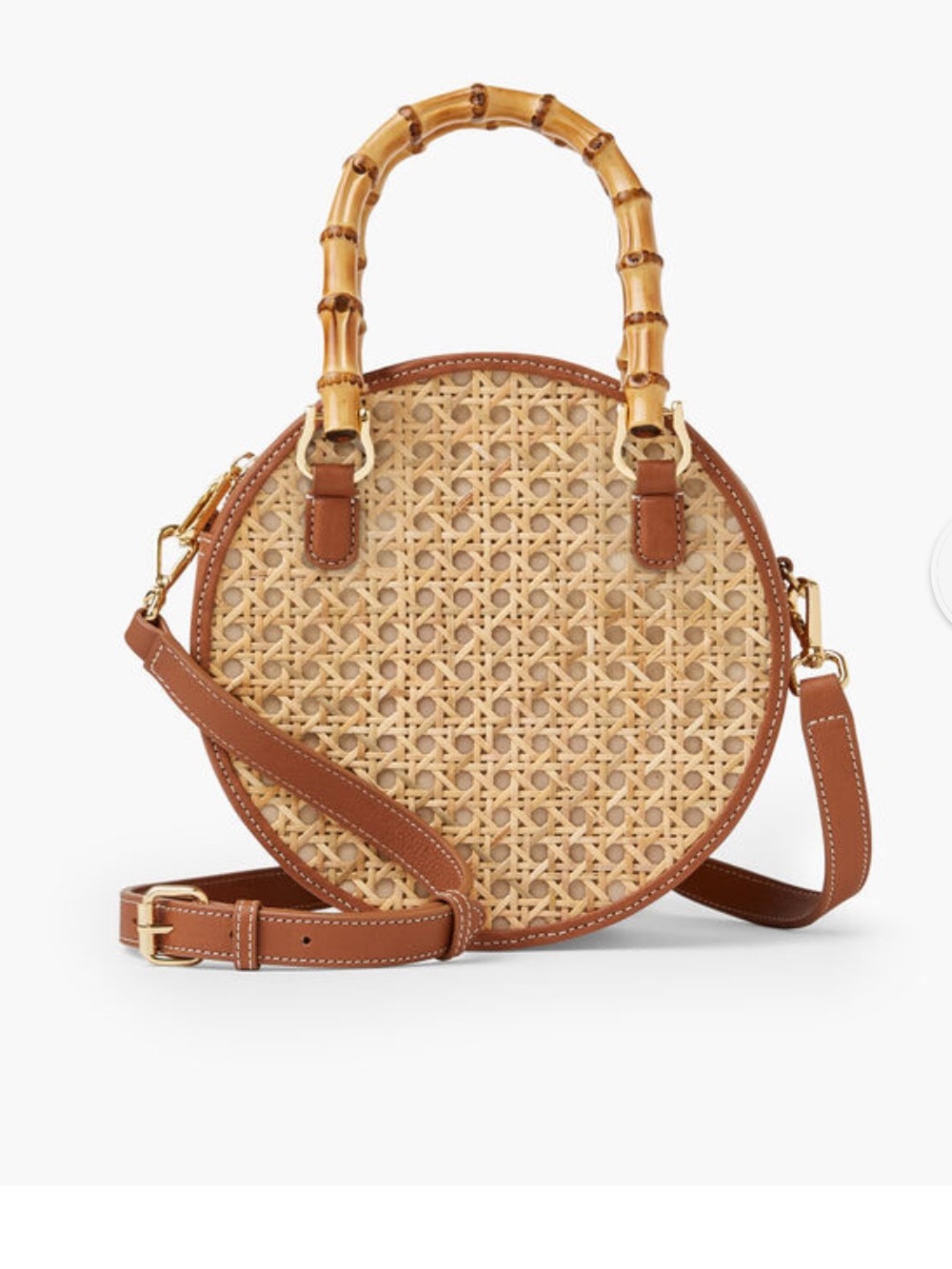 Talbots Bamboo Handle Rattan Round Bag